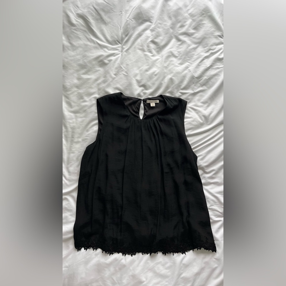 Coldwater Creek Lace Trim Crepe Shell Shirt